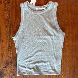NWT Lush Cropped Tank Top in Gray with White Stitching Size Medium